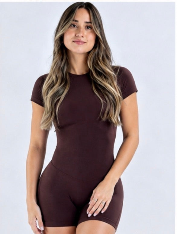 latte brown romper